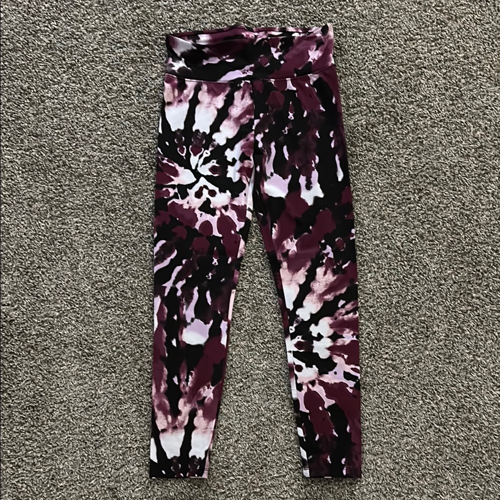 Justice Purple and Black Leggings with Tie-Dye Pattern